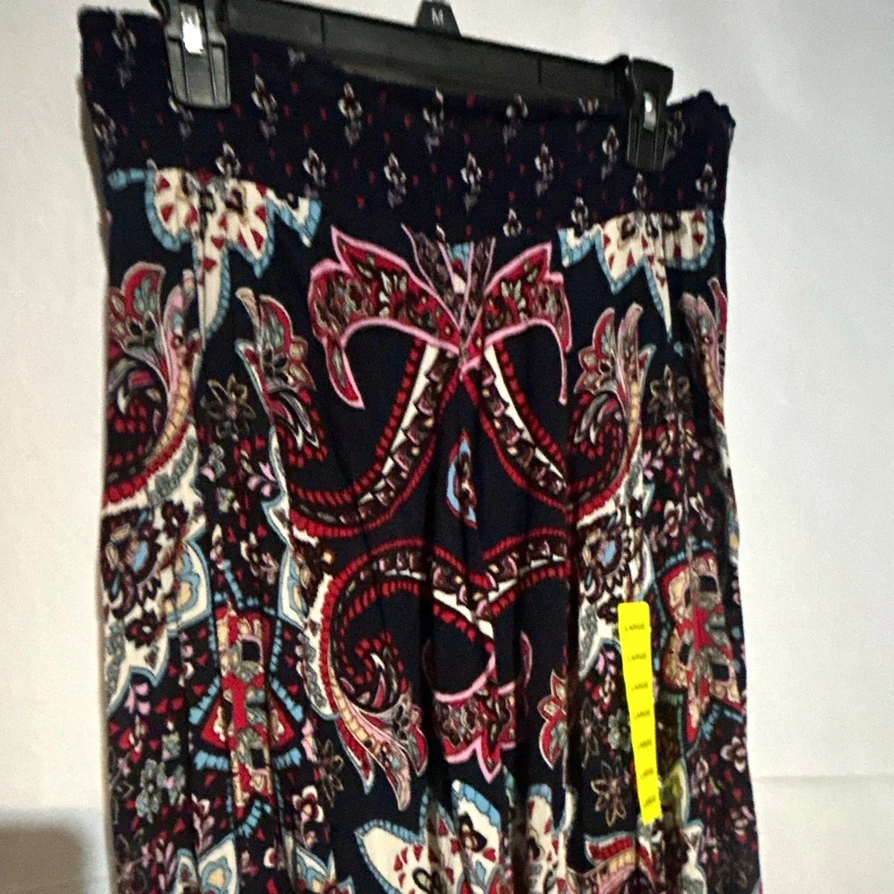 Bila Women's Multicolor Paisley Maxi Skirt Size M Elastic Waist Pull On Long